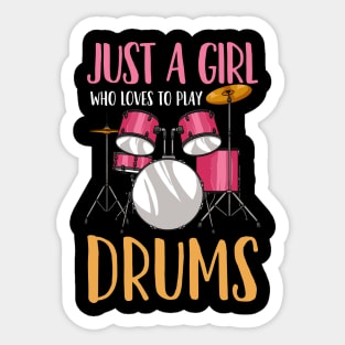 Drummer Girl Drumset Drumming Sticker